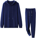 Men's Knitted Lounge Set: Thickened outdoor jogging suit featuring a fashion-forward hooded knitted top paired with skinny pants. Perfect for casual lounge or athletic sportswear.