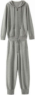 Cashmere Men's Sports Suit: Premium loose hooded sweatshirt and casual knitted cardigan large-size set, blending athletic comfort with soft cashmere luxury.