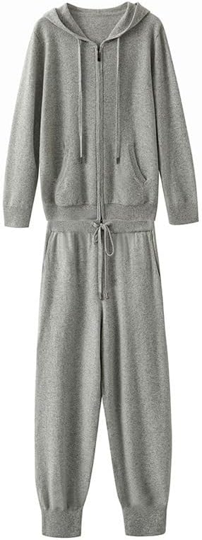 Cashmere Men's Sports Suit: Premium loose hooded sweatshirt and casual knitted cardigan large-size set, blending athletic comfort with soft cashmere luxury.