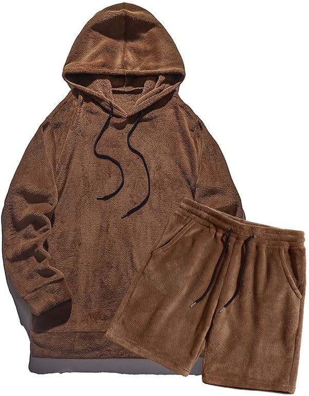 Men's Big Size Hooded Suit: Fashionable autumn and winter casual outerwear set featuring a personal long-sleeve jacket and comfortable hooded sweatshirt design.