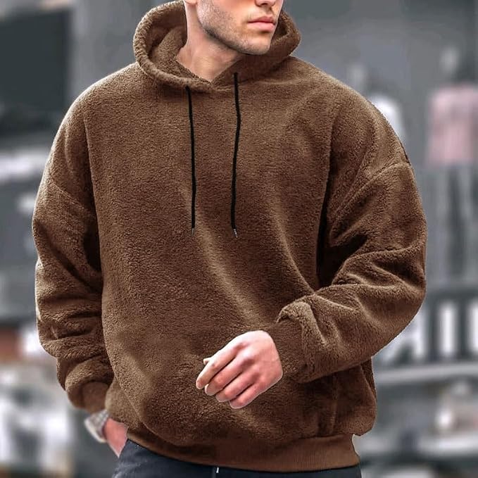 Men's Big Size Hooded Suit: Fashionable autumn and winter casual outerwear set featuring a personal long-sleeve jacket and comfortable hooded sweatshirt design.