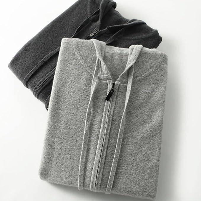 Cashmere Men's Sports Suit: Premium loose hooded sweatshirt and casual knitted cardigan large-size set, blending athletic comfort with soft cashmere luxury.